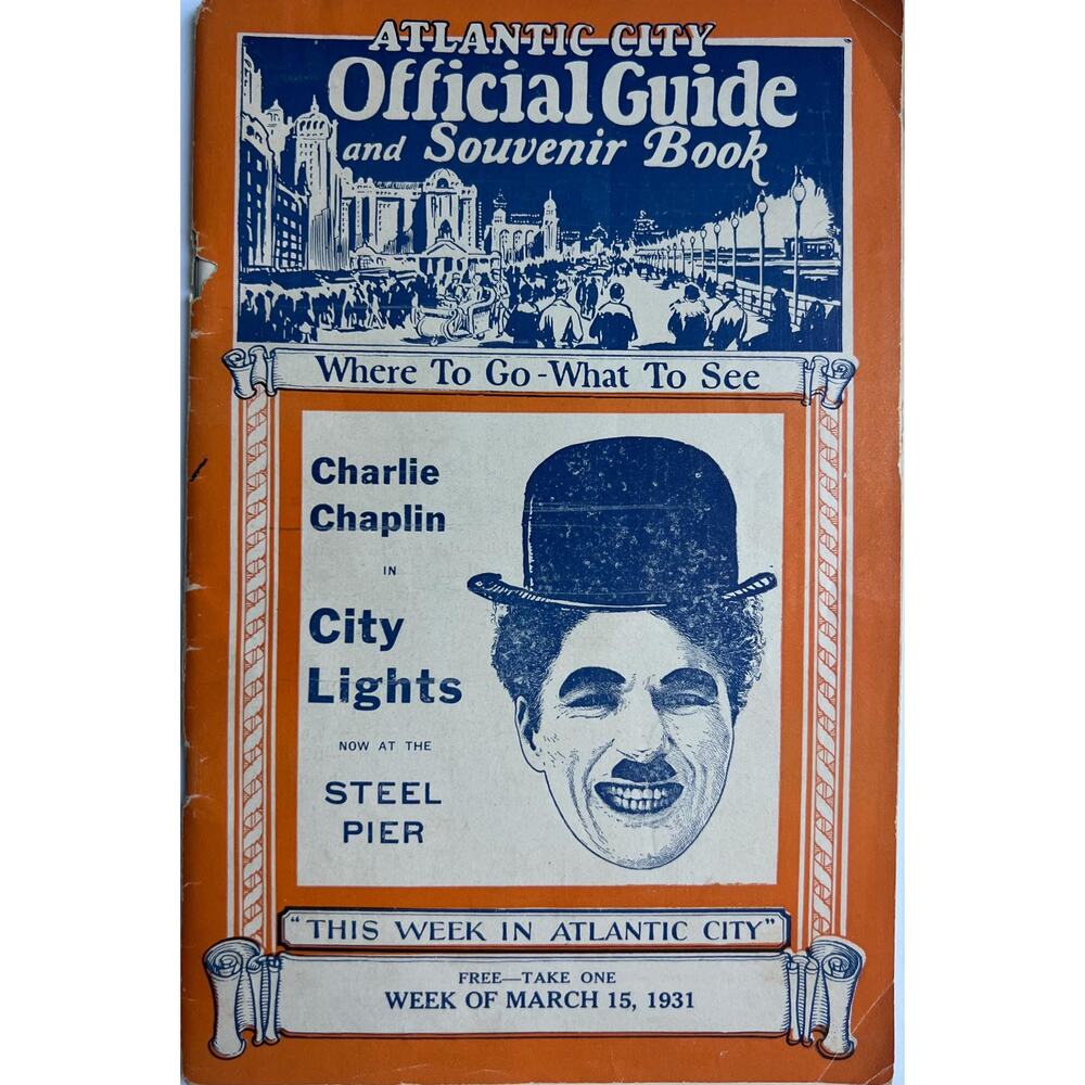 1931 Atlantic City Souvenir Book Charlie Chaplin City Lights Charles Chaplin